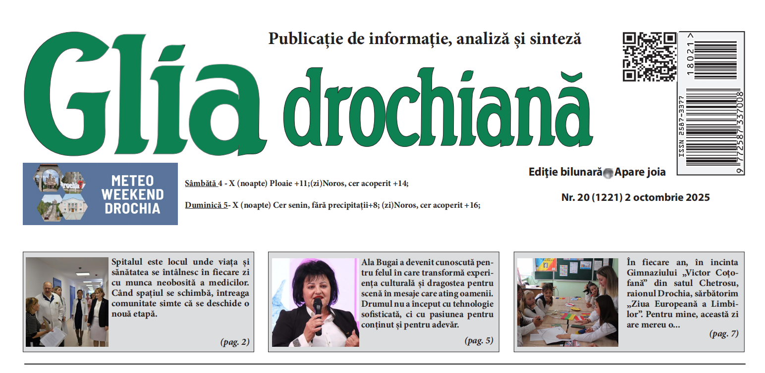 Ziarul Glia Drochiană n20 – 2 octombrie 2025