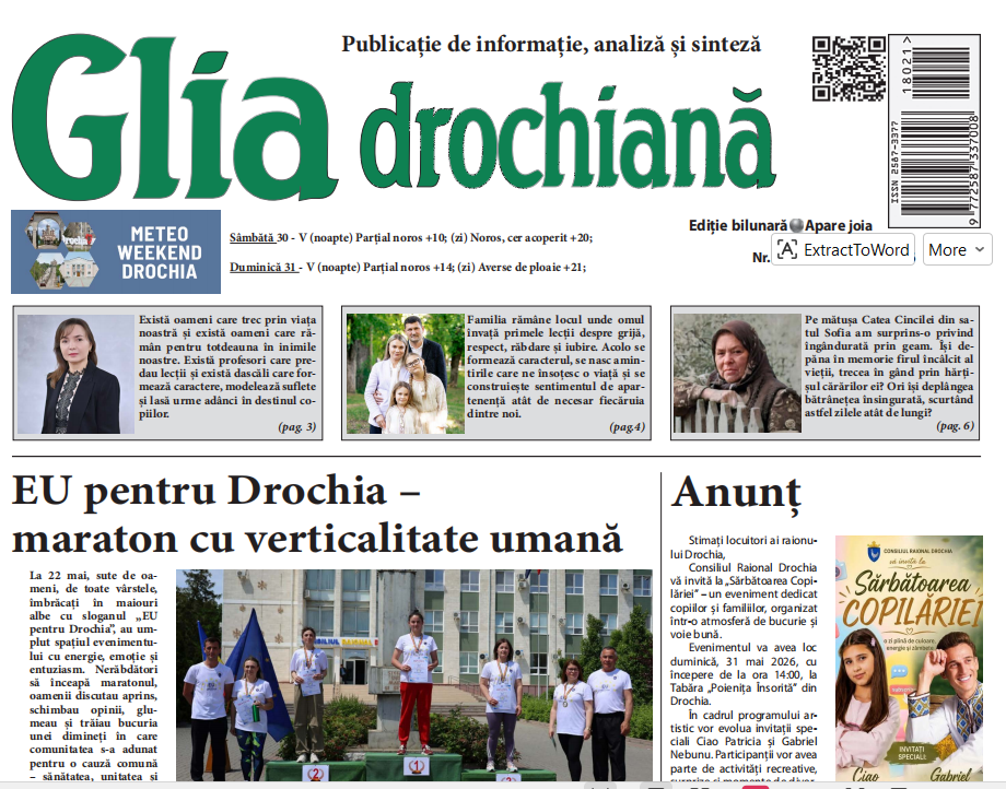 Ziarul Glia Drochiană nr. 11 din 28 mai 2026
