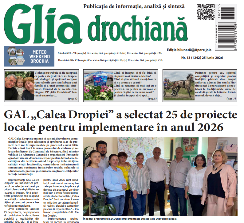 Ziarul Glia Drochiană nr. 13 din 25 iunie 2026